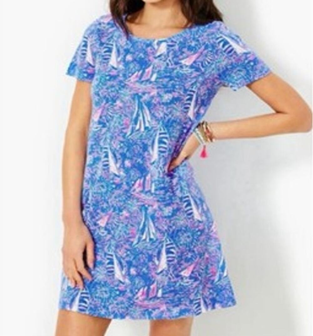 Lilly Pulitzer Cody Dress size M Boca Blue It's A Sailabration T-shirt Coastal